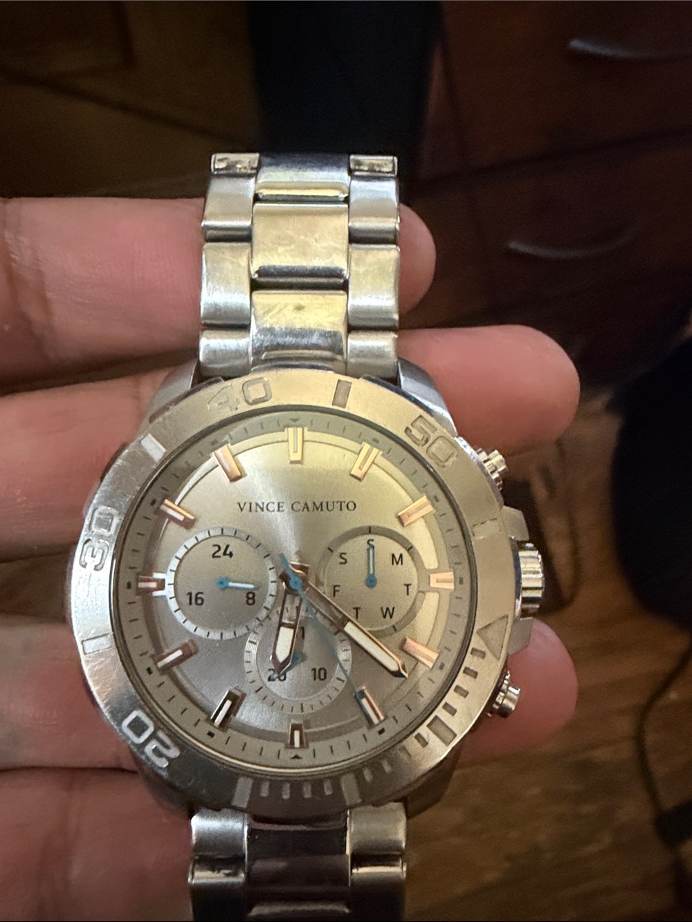Vince Camuto Two-Tone Silver and Rose Gold Chronograph Watch - Picture 1 of 1